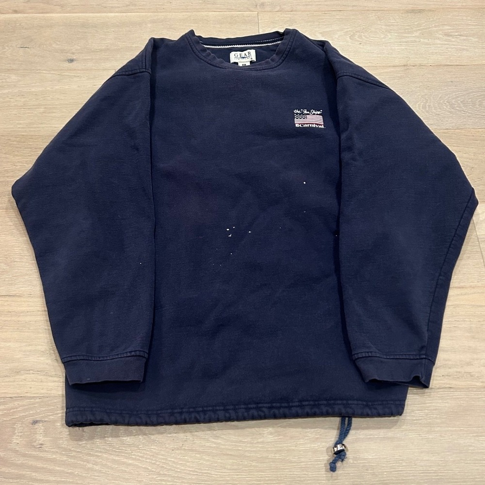 Vintage 1990's Carnival Cruise Line The Fun Ships Navy Blue Sweatshirt XL